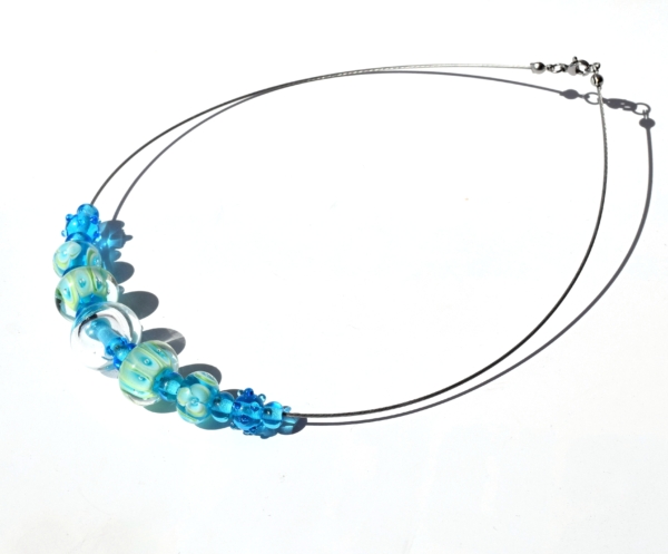 Náhrdelník z vinutých perel "Aqua flowers" - Image 2