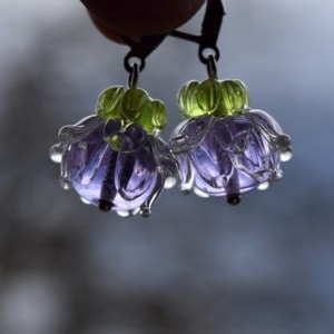 Náušnice s vinutkami Jaro - chirurgická ocel a skleněné handmade korálky