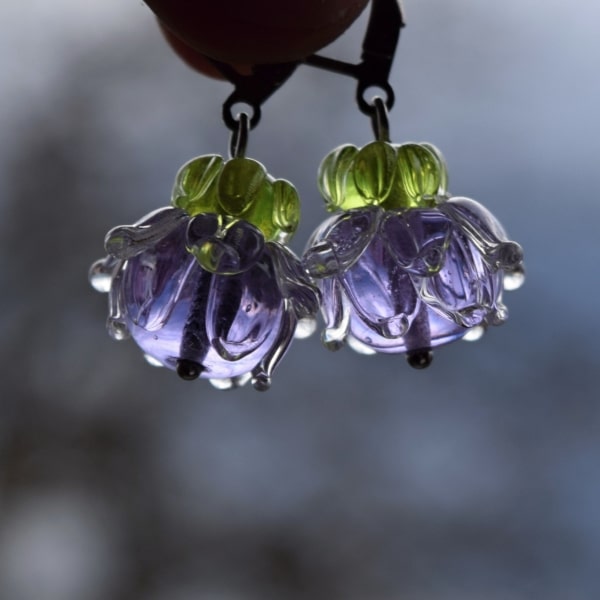 Náušnice s vinutkami Jaro - chirurgická ocel a skleněné handmade korálky