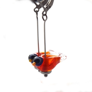 Ptáčci - náušnice s ručně vinutými korálky - sklo vinutky a chirurgická ocel - lampwork beads