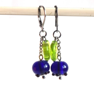 Borůvky – náušnice s ručně vinutými skleněnými perlemi – chirurgická ocel - lampwork beads earrings