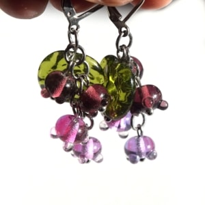 náušnice s ručně vinutými perlemi - sklo a chirurgická ocel -korálky - lampwork beads earrings