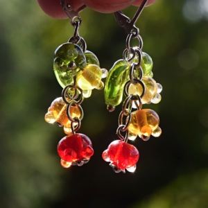 Aurelia- náušnice s vinutkami - skleněné ručně vinuté perle a chirurgická ocel - handmade lampwork beads earrings