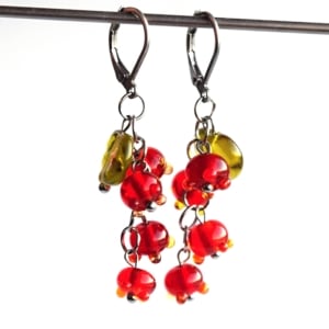 Rybízky II - náušnice s ručně vinutými perlemi - sklo a hypoalergenní ocel - lampwork beads earrings Berries